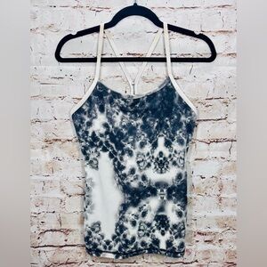LULULEMON POWER Y TANK GREY WHITE TYE TIE DYE BLACK WHTIE ROSES